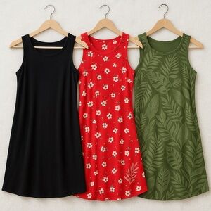 Old Navy Women's dresses size medium - Black, Red Floral, Green Leaf